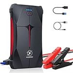 FLYLINKTECH Battery Jump Starter, 1200A Peak 12V Auto Car Battery Booster Pack(6.0L Gas Or 5.0L Diesel), Portable Power Bank with Safe Jumper Cable, LED Flashlight, EC5 Car Cigarette Lighter