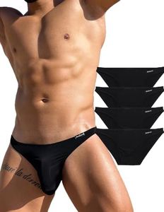 Avidlove Underwear Men's 4 Pack Classic Low Rise Stretchy Hip Briefs Bikini(Black-4 Pack,S)