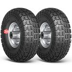 Winisok 4.10/3.50-4 Tire Wheels Flat Free, 10" Heavy Duty Solid Replacement Tire with 5/8’’ Bearings for Wagon/Gorilla Carts/Wheelbarrow/Hand Truck/Generators (2 Pack)