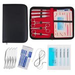 Complete Suture Practice kit for Students Traning Manual & Carryall Case Reusable Mesh Pre Cut- 14 Wounds Silicone Skin Suture Pad - for Education Use Only (15)