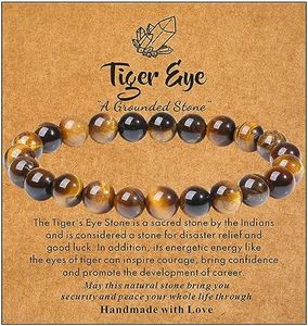 MAIBAOTA Tigers Eye Bracelet for Men Women, Healing Crystal Bracelet, 8 mm Natural Round Stone Beaded Bracelets, Crystal Jewelry Gifts for Mom, Mothers Day Gifts