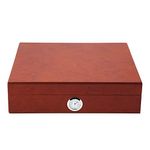 Atyhao Humidor Box, Cedar Wood Desktop Cigar Humidor Portable Travel Outdoor Humidor Case Cigar Box with Hygrometer 23.5 x 21.5 x 6cm/9.3 x 8.5 x 2.4in(Brown)