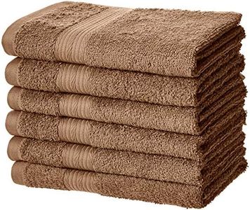 AmazonBasics Fade-Resistant Cotton Hand Towel - Pack of 6, Acorn