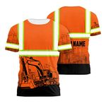 HiVis Custom Shirt Orange Excavator Operator Custom Name High Visibility Shirt for Men Reflective Shirt Hi Vis Shirt Safety Workwear for Canadian - 8 Sizes S to 5XL (S)