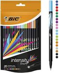 BIC Intensity Fineliner Felt Tip Pen Fine Point (0.8 mm) - Assorted Colours, Pack of 20 Fineliner Pens