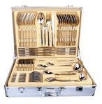 Osmosis 72pc Stainless Steel Cutlery Set, Gold, 18/10 Supremely Polished Modern for Tableware, Kitchen, Formal Events, Parties, Serving Cake Food Barbeque