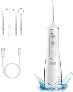 Water Flosser, Oral Irrigator, 300mL/10oz Water Tank, Cordless Water Flosser, Dental Power Flossers, IPX7 Waterproof, 4 Teeth Clean Modes, Over 50 Days Use Life, 4 Jet Tips, Portable & Rechargeable.