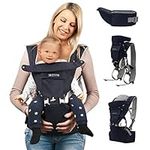 Ergonomic Baby Carrier with Hip Seat - 11-in-1 Toddler Carrier Upto 50 lbs, from 3 Months to 3 Years - Baby Holder Carrier - Blue