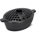 Wood Stove Steamer, Cast Iron Fireplace Humidifier, Indoor Humidifier for Home Heating, Black Bowl Fireplace Stove Covers Accessories Decorative, Matte Black Finish, Rust Resistant, 2.7 Quart Capacity