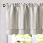 jinchan Striped Valance Curtain Blackout Kitchen Valance for Windows Pinstripe Valance for Living Room 18 Inch Double Layer Farmhouse Window Valance Overlay Valance Rod Pocket 1 Panel Grey on Beige