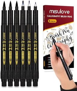 MISULOVE Hand Lettering Pens, Calligraphy Pens, Brush Markers Set, Soft and Hard Tip, 4 Size(6 Pack) for Beginners Writing, Art Drawings, Journaling