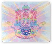 Ambesonne Hamsa Mouse Pad, Energy Flow Aura Inspired Design Harmony Yoga Meditation Theme, Rectangle Non-Slip Rubber Mousepad, Standard Size, Pink Peach