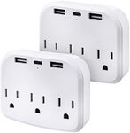 2 Pieces Cruise Essentials Cruise Power Strip Non Surge Protection White with USB Ports Travel Adapter Approved for Cruise Ship