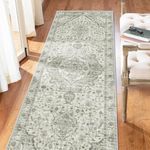 Deerly 3x8 Runner Rug Non Slip - Kitchen Washable Rug Runner with Non-Shedding, Boho Rugs Cream Runners Rug for Hallways Distressed Carpet Runner Rugs for Bedroom Border Cream…