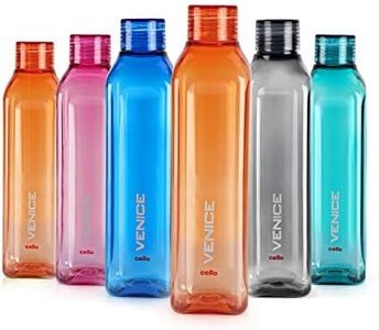 Cello Venice Water Bottles Set of 6, 1000ml Each | Unbreakable, BPA-Free, Food Grade Bottle For Kitchen| Airtight & Leakproof Lid| Reusable Set of Fridge Plastic Bottles for Home, Office, Gym, Gifting