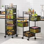 COVAODQ Rotating Storage Shelves Rack,Kitchen Vegetable Storage Trolley,Vegetable Fruit Storage Basket Rack,5 Layer Kitchen Rotating Storage Rack,Egetable Trolley,Potato Storage,Onion Storage