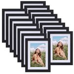 EYMPEU 4x6 Picture Frames Black Wood Set of 15, Display Multi 4x6 Photos with Mat or 5x7 without Mat, Bulk Matted 4x6 Frames for Wall or Table Top