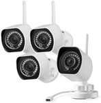 Zmodo 1080p Full HD Outdoor Wireless Security Camera System, 4 Pack Smart Home Indoor Outdoor WiFi IP Cameras with Night Vision, Plug-In, Compatible with Alexa