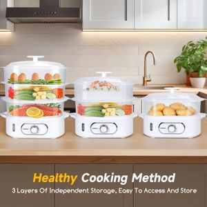 Aigostar Electric Food Steamer, 3-Tier – Healthy Cooking Appliance