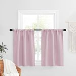 NICETOWN Girls Bedroom Curtain 2 Panels Set - RV Curtains Short Window Valances Rod Pocket Home Decor Bathroom/Nursery Room/Kids Room (Wide 42" by Long 36", Baby Pink)