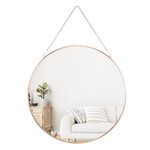 Dahey Wall Hanging Mirror Decor Gold Round Mirror with Hanging Chain for Home Bathroom Bedroom Living Room,11.75"X11.75"