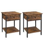 VASAGLE Nightstands Set of 2, End Tables, Side Tables with Drawer and Shelf ULET506B01