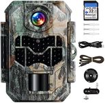 kejector Wildlife Camera, 32MP 4K Wildlife Camera with Night Vision Motion Activated and 32GB SD Card, 45 Low Glow LEDs, 2.4” Display, IP66 and 90° 65ft Detection Area Outdoor Trail Camera