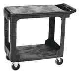 Rubbermaid Commercial Heavy Duty 2-Shelf Utility Cart, Flat Handle, Flat Shelves, Small, Black (FG450589BLA)