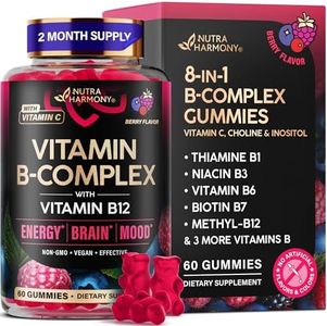 NUTRAHARMONY Vitamin B-Complex Gummies for Women & Men - Full B Complex & B12-60 Gummy (Pack of 5)