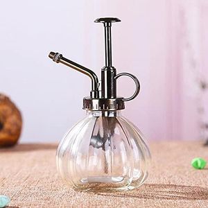 Gugou Water Spray Bottle Vintage Pumpkin Style Decorative Glass Plant Atomizer Watering Can Pot | Plant Mister with Top Pump for Indoor Potted Plants Terrariums Flowers (Clear)