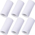 WILLBOND 6 Inch Wrist Sweatband Sport Wristbands Elastic Athletic Cotton Wrist Bands for Sports, White, 6 Pieces