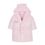 Personalised Baby Dressing Gown Plush Fleece Robe Soft Cosy Velvet Warm Gift (Pink, 2-3 Years)