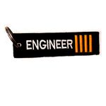 Pilot18 Engineer IIII Black premium embroidery keychain in aviation theme for pilots and crew by Pilot18