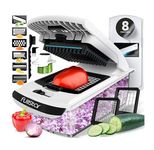 Vegetable Chopper & Mandoline Slicer with Container - Veggie Onion Salad Food Cutter Dicer - Julienne & Wavy Slicer - Grater Zester - Kitchen Tools Gadgets - Home Essentials (8-in-1 PRO White)