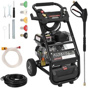 GarveeLife 3600PSI Gas Pressure Washer, 2.6GPM Gas Power Washer, Washer with Wheels Easy to Move, Commercial High Pressure Washer with 26ft Hose&5 Nozzles for Patio Garden Yard Vehicle Pools