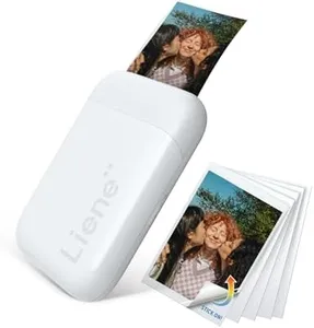 Liene 2x3” Photo Printer, Mini Photo Printer w/ 5 Zink Adhesive Photo Paper, Bluetooth 5.0, Compatible w/iOS & Android, Portable Color Mono Instant Photo Printer for iPhone, Smartphone, Pearl White
