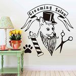 Gadgets Wrap Wall Stickers Pet Grooming Salon Dog with Hat Paw Scissors Funny Decoration Vinyl