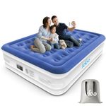 iDOO Luxury Queen Air Mattress with Built in Pump, Inflatable Mattress for Camping, Guests & Home, Comfort Blow up Mattress, Durable, Portable & Waterproof Airbed, Matelas Gonflable Double - Blue