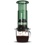 AeroPress Clear Green Coffee Press – 3 In 1 Brew Method Combines French Press, Espresso-style, Full Bodied Coffee Without Grit or Bitterness, Small Portable Coffee Maker for Camping & Travel, Green