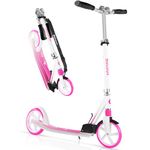 BELEEV Scooters for Kids Ages 6+, Folding 2 Wheel Scooter for Adults Teens, 200mm Big Wheels, 4 Adjustable Handlebar, Front Suspension, Lightweight Kick Scooter with Strap, up to 100Kg(Pink)