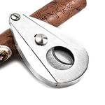 MINGZE Water Drop Shape Stainless Steel Cigar Cutter Super Sharp Double Blades Guillotine Scissors for Most Size of Cigars, Gift Box Packaging