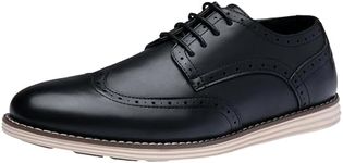 Vostey Mens Casual Dress Shoes Wingtip Plain Business Dress Shoes for Men (BMY617A Black 10.5)