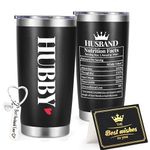 Lifecapido Husband Gifts from Wife - Hubby Nutrition Facts 20oz Stainless Steel Tumbler, Funny Husband Gifts Ideas, Romantic Christmas Anniversary Birthday Gifts for Men Husband Hubby Fiance, Black