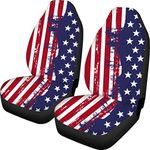 Coloranimal Universal Car Seat Cover of front 2 Piece,Fashion USA American Flag Style Car Seat Protector Bucket Seats Cover Cushion for SUV,Cars,Trucks,Car Interior Decor (American Flag)