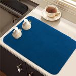 Kuber Industries Dish Dry Mat | Microfiber Drying Mat | Kitchen Drying Mat | Reversible Mat | Kitchen Absorbent Mat | Dish Dry Mat for Kitchen | 50x70 | Blue