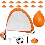 Kvittra Pop Up Soccer Goals Set, 4' x 2.5' soccer Goal Set with soccer ball and 12 Sports Soccer Cones, Portable Toddler Soccer Nets Training Equipment Practice in Backyard,School,Kids and Adults