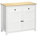 HOMCOM Sideboard, Modern Kitchen Storage Cabinet with Drawers and Adjustable Shelf, White