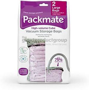 Packmate - 2 Large 85 x 50 x 25cm Cube Vacuum Storage Bags - Ideal for Storing Double Bedding, Duvets, Clothing, Coats, Jackets, Towels, Blankets and Much More