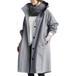 Lightning Deals Today Prime Winter Jackets for Women UK Ladies Rain Jacket Lightweight Raincoat Waterproof Long Sleeve Windbreaker Outdoor Hooded Trench Coats for Winter Cold Weather(Grey,XL)