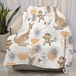 AuHomea Kangaroo and Monkey Throw Blanket Lightweight Flannel Fleece Blankets Warm and Cozy Super Soft Throws 30"x40" for Cat and Dog Pet